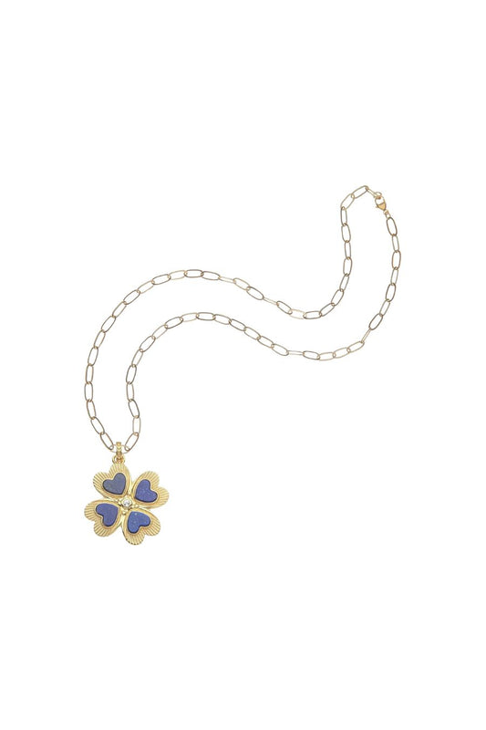 LUCKY in Love Clover Necklace Lapis