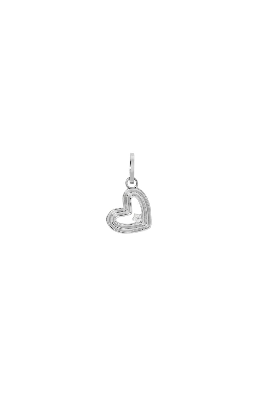 Groovy Diamond Heart Silver Hinged Charm