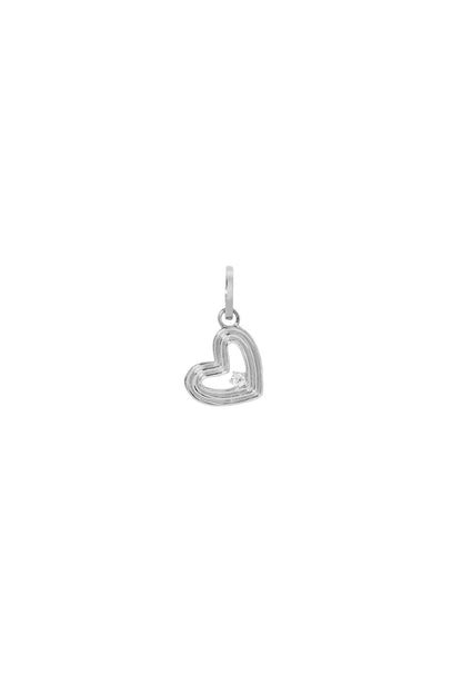 Groovy Diamond Heart Silver Hinged Charm