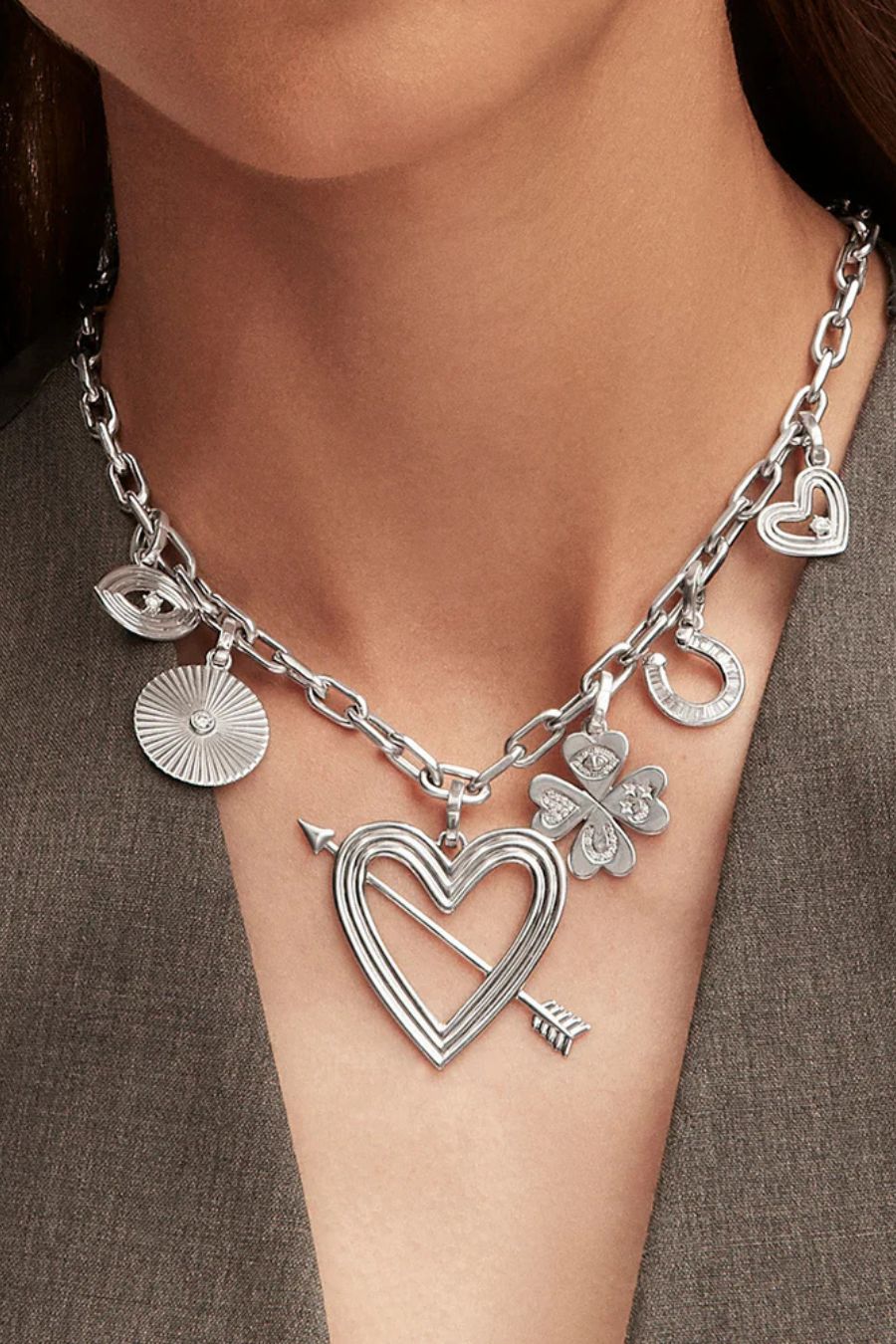 Baguette Horseshoe Silver Hinged Charm