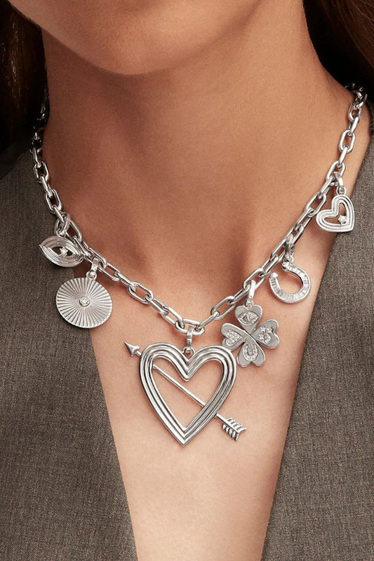 Baguette Horseshoe Silver Hinged Charm