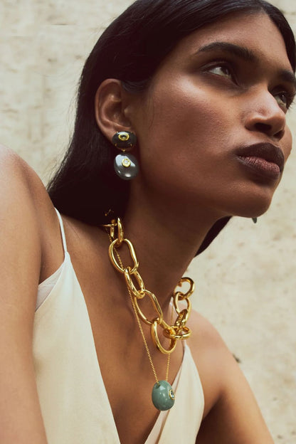 Dorothy Earrings in Green Jade