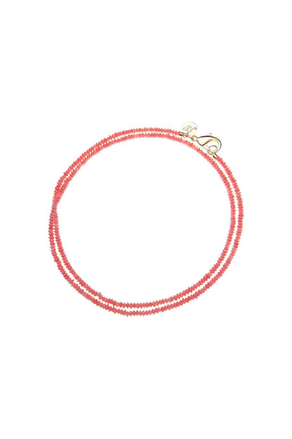 Double Wrap Beaded Necklace in Peachy Coral