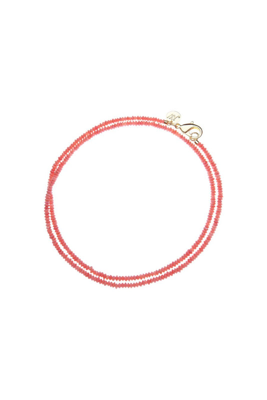 Double Wrap Beaded Necklace in Peachy Coral