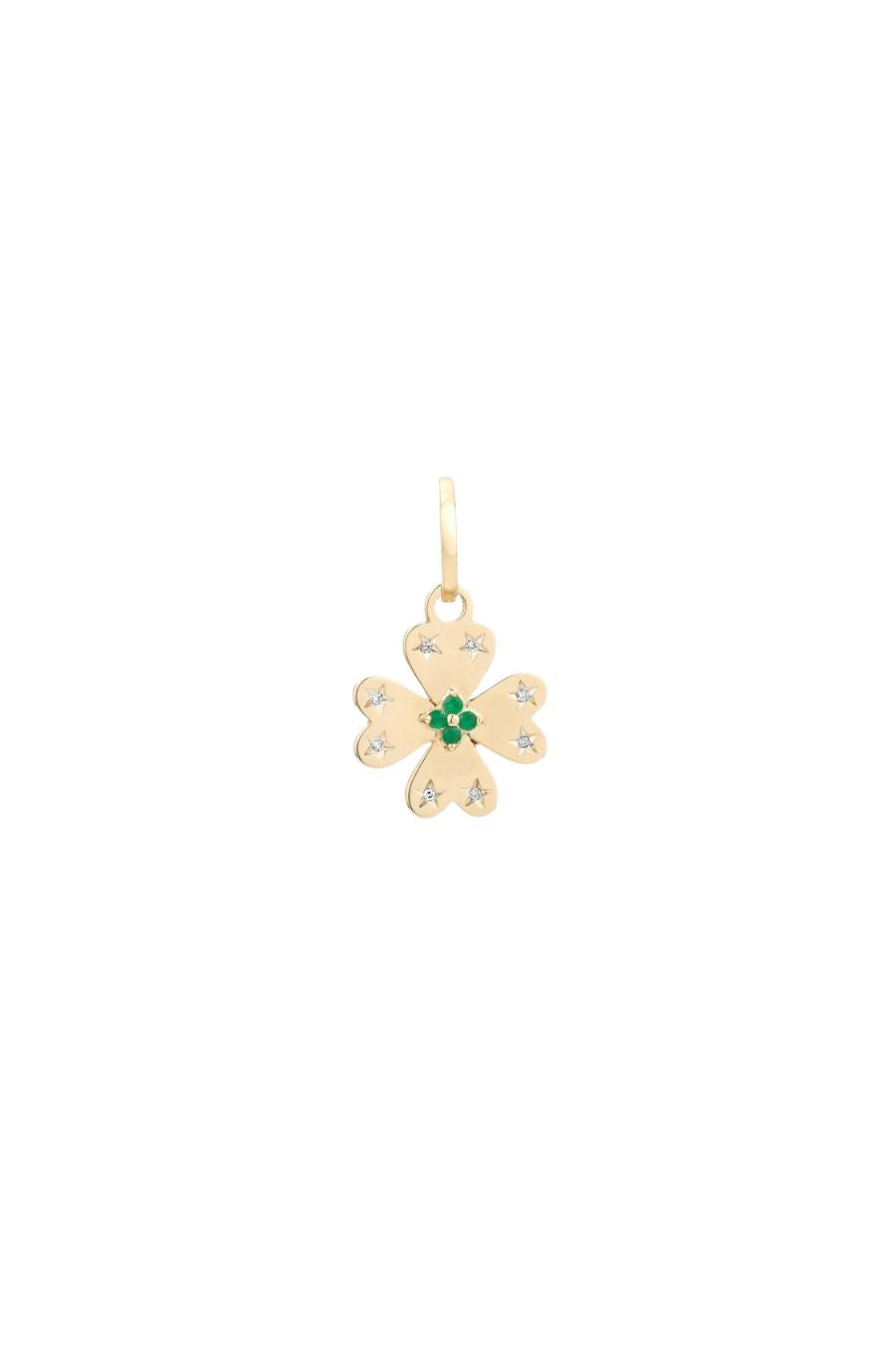 Emerald + Diamond Clover Hinged Charm