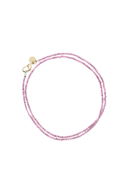 Double Wrap Beaded Necklace in Pink Tourmaline