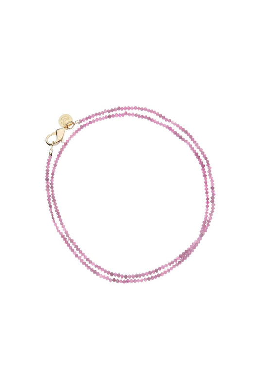 Double Wrap Beaded Necklace in Pink Tourmaline