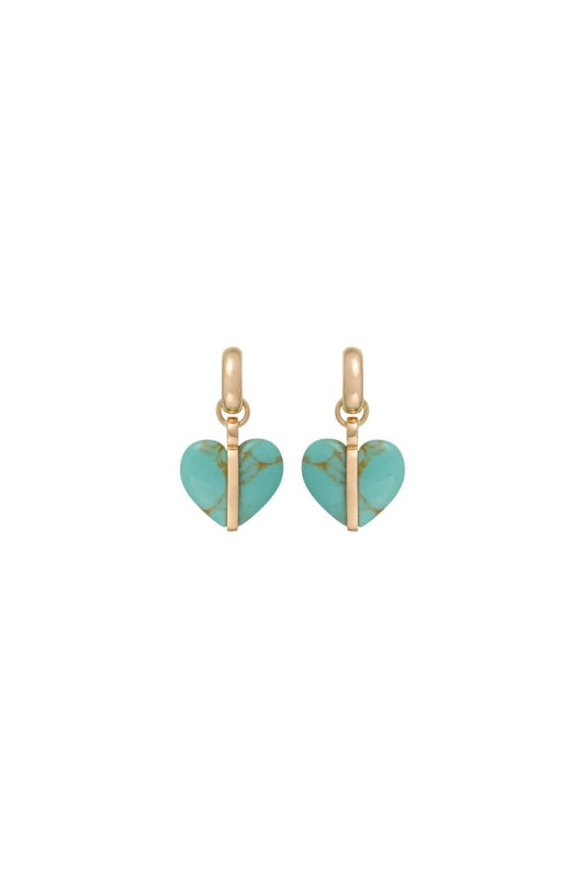 The Stone Mini Heart Earrings in Gold/Turquoise