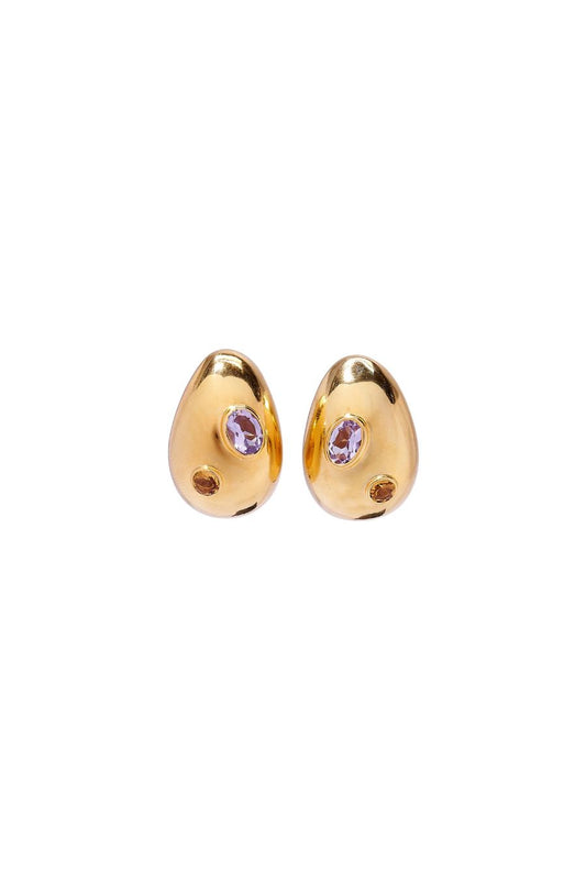 Mini Arp Earrings in Studded Gold