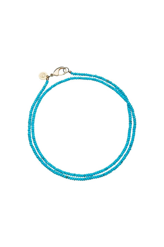 Double Wrap Beaded Necklace in Turquoise