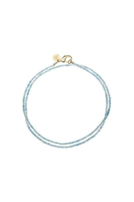 Double Wrap Beaded Necklace in Aquamarine