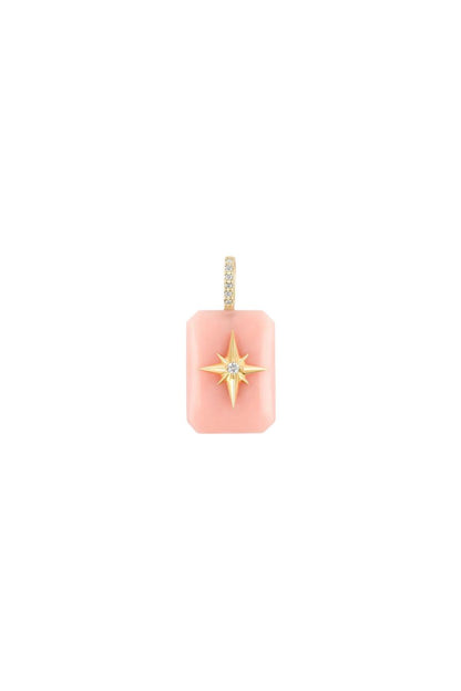 Pink Opal Emerald Cut Cabochon Starburst Pendant