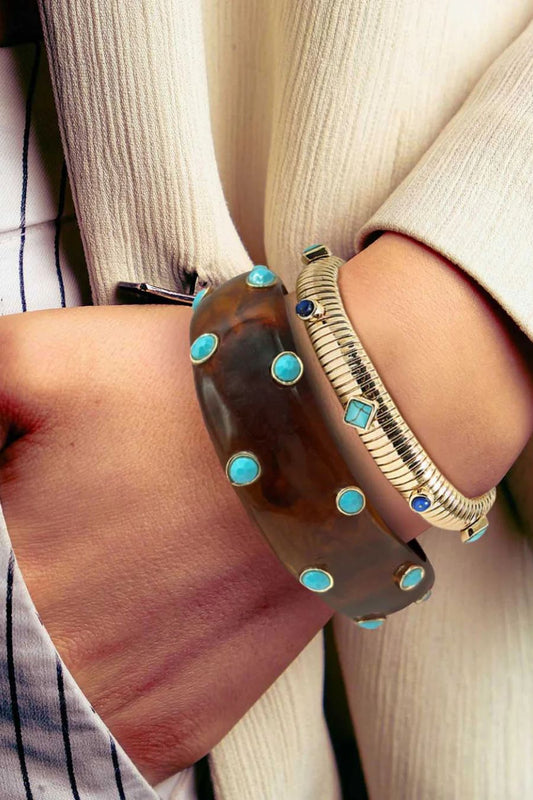 Seraphina Bangle in Tortoise/Turquoise