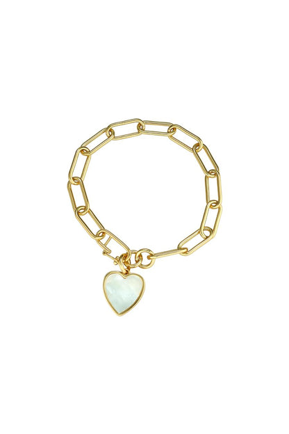 Heart Charm Link Bracelet in MOP