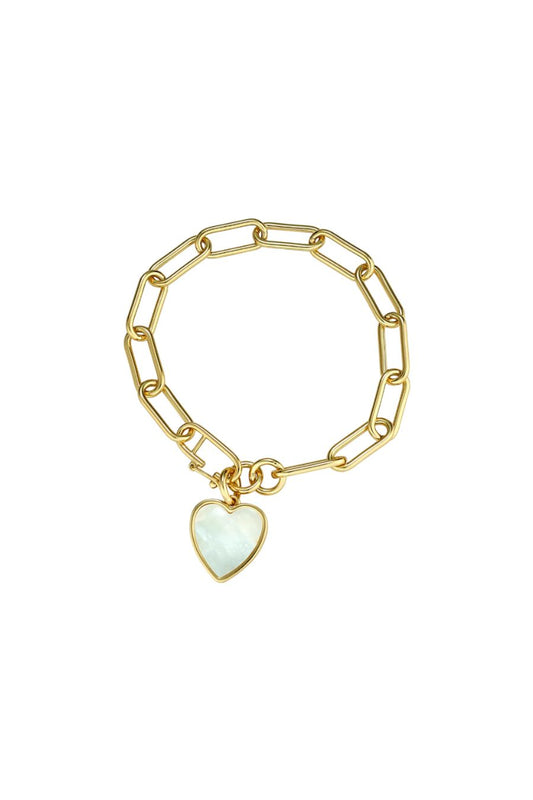 Heart Charm Link Bracelet in MOP