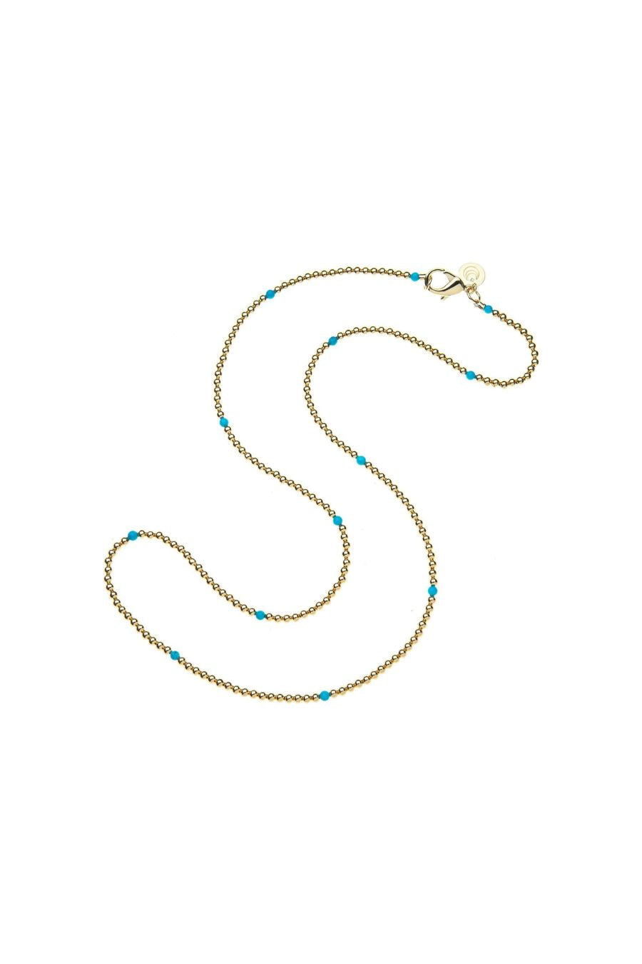 Double Wrap Gold Bead and Turquoise Necklace