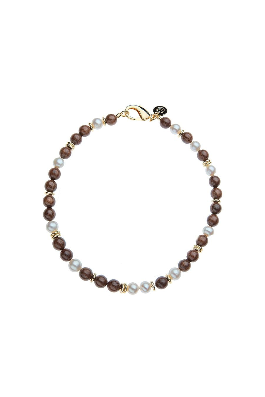 Wood and Pearl Gumdrop Necklace