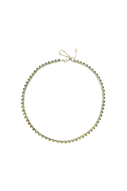 Made from LOVE Tennis Necklace in Olive Green