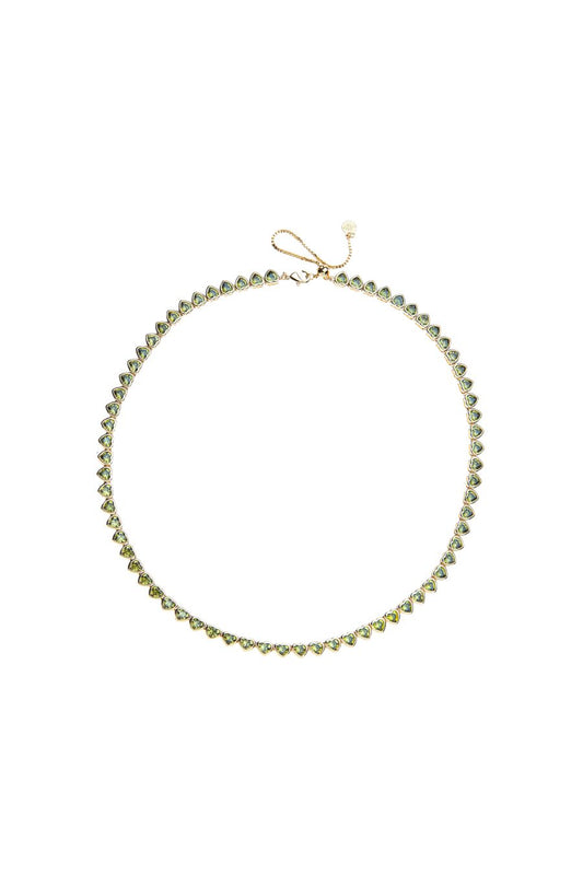 Made from LOVE Tennis Necklace in Olive Green