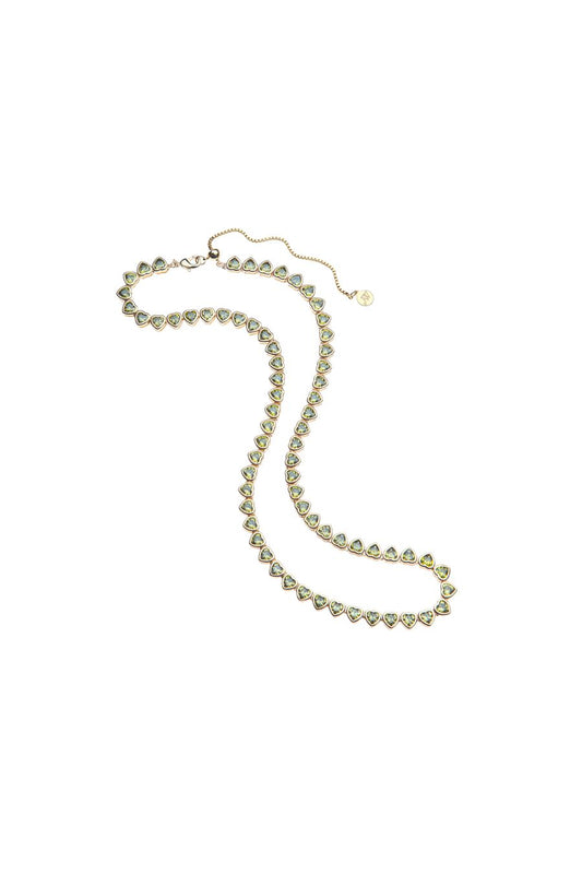 Made from LOVE Tennis Necklace in Olive Green