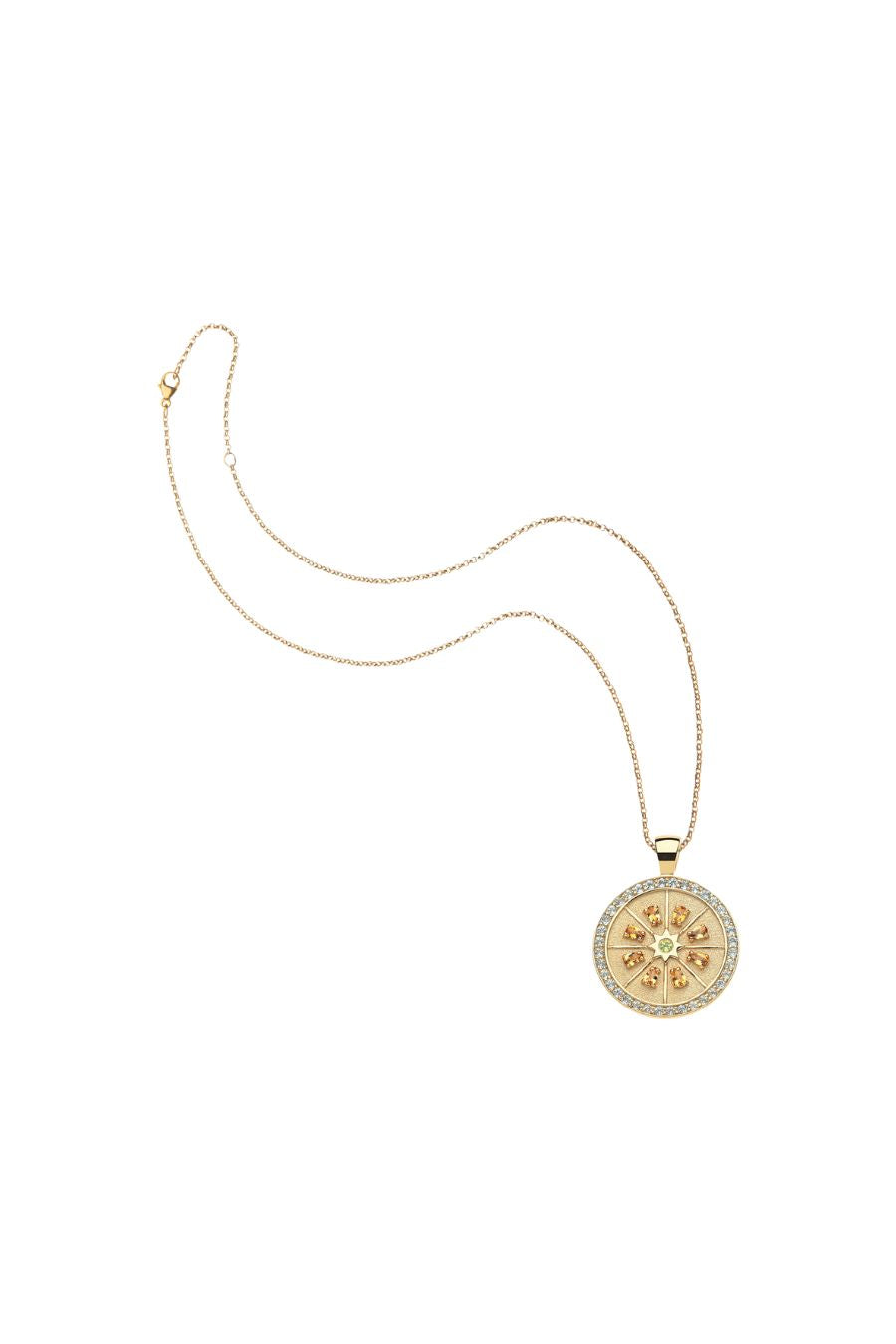 GRATITUDE Citrus Slice Embellished Coin Pendant Necklace