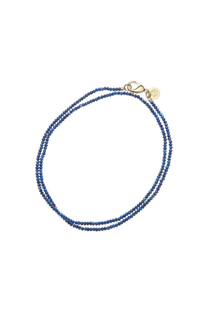 Double Wrap Beaded Necklace in Lapis