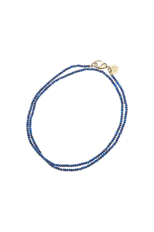Double Wrap Beaded Necklace in Lapis