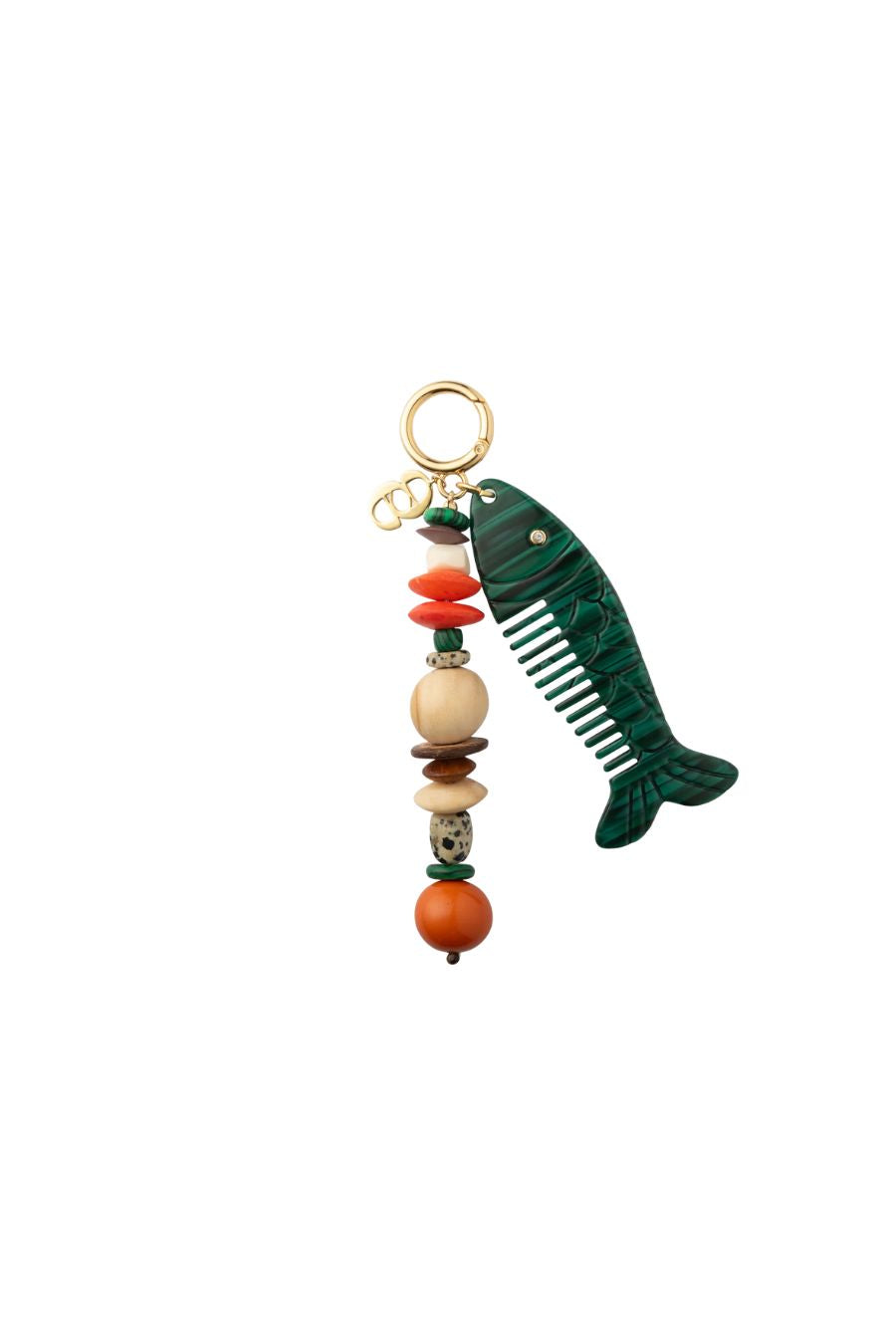 Trout Comb Bag Charm in Malachite