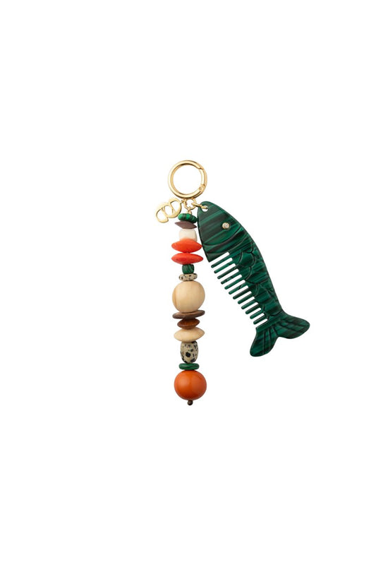 Trout Comb Bag Charm in Malachite