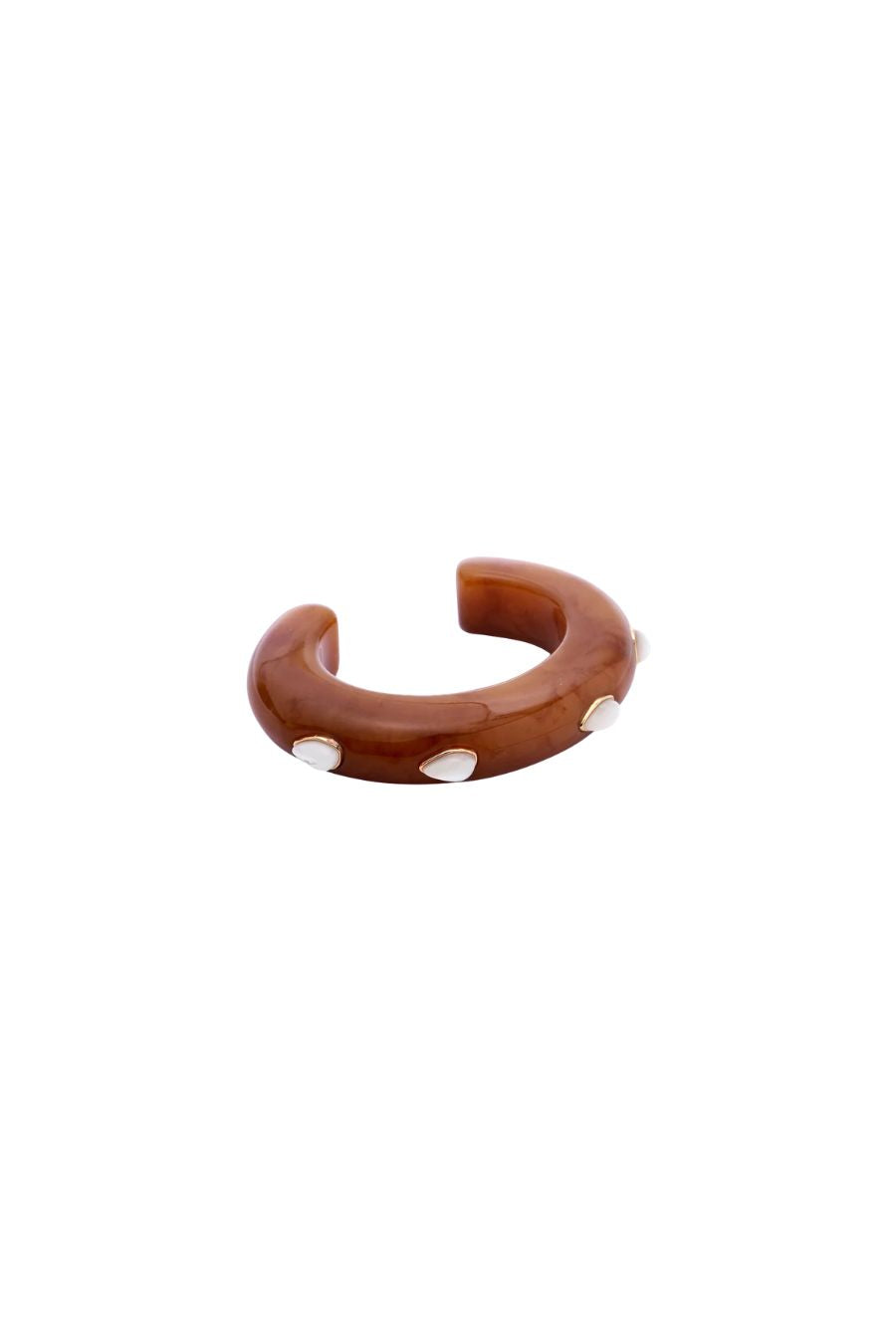 Lizzie Fortunato Ridge Cuff in Mocha and Pearl, sculptural resin cuff bracelet