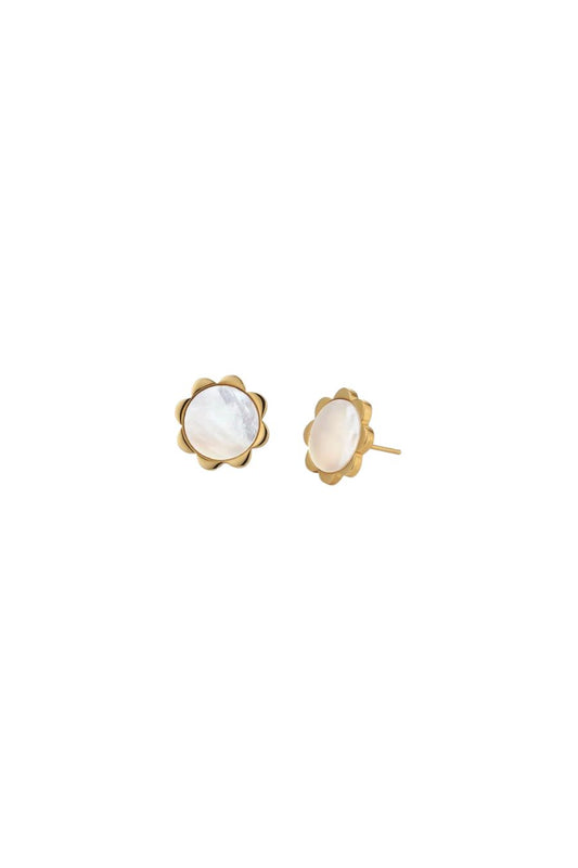 Asha Flower Stud, gold-dipped mother of pearl flower stud earring