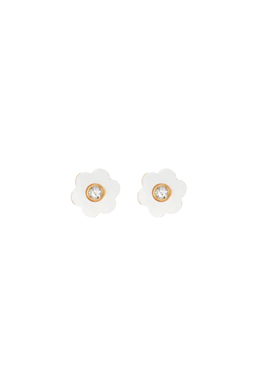 Asha Garden Stud, gold-dipped stud earring with mother of pearl and white topaz