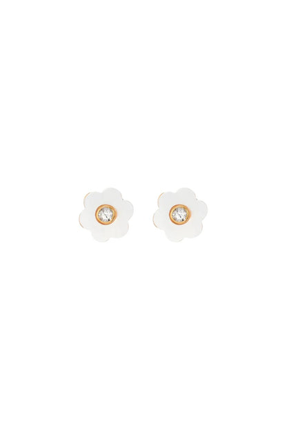Asha Garden Stud, gold-dipped stud earring with mother of pearl and white topaz