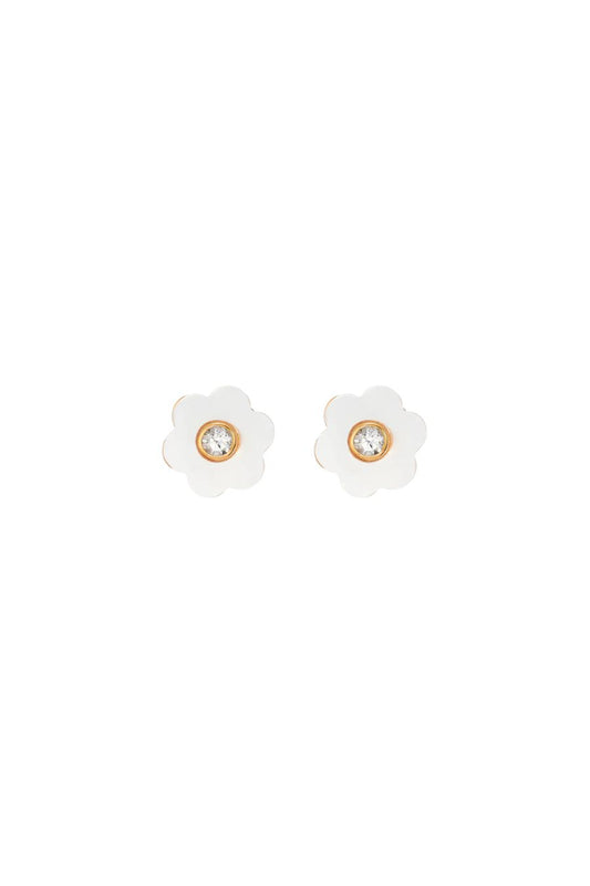 Asha Garden Stud, gold-dipped stud earring with mother of pearl and white topaz