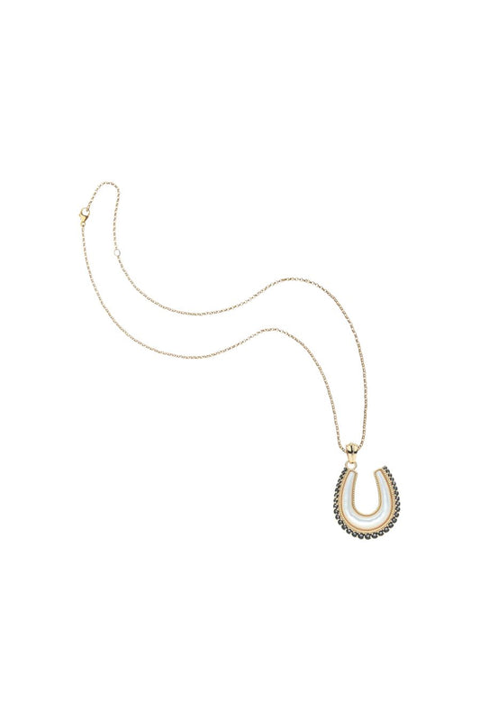 Feeling Lucky Mother of Pearl Horseshoe Necklace