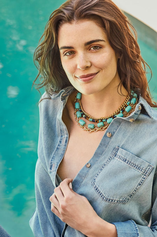 Gumdrop Beaded Necklace in Shoreline Mix