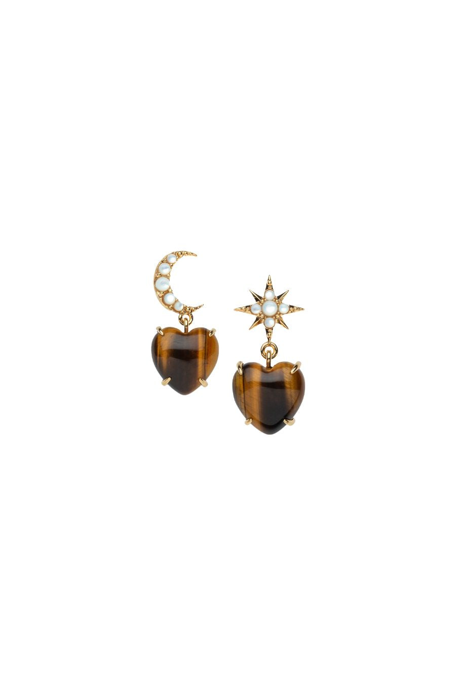 LOVE You To the Moon and Stars Earrings in Tiger's Eye