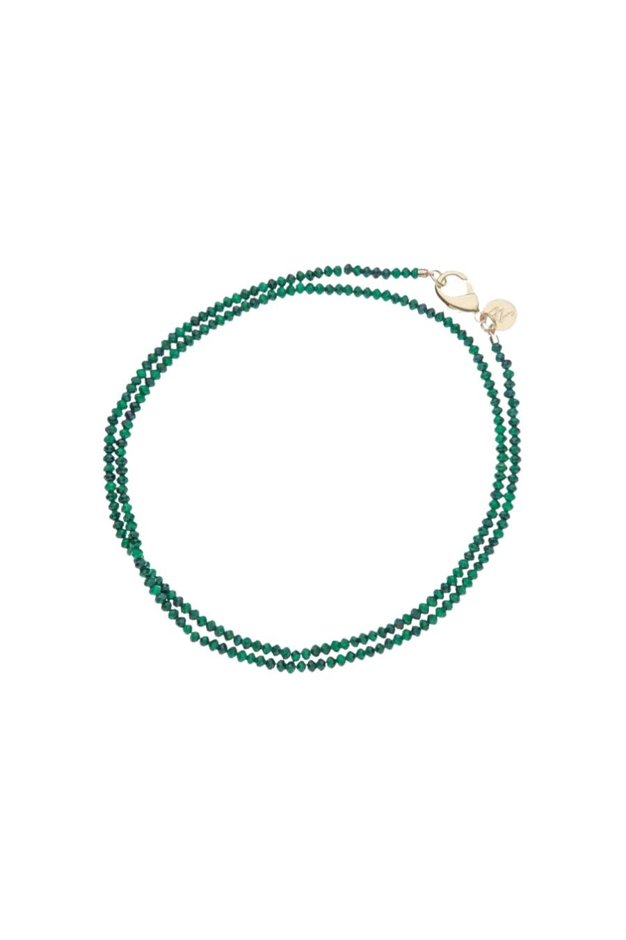 Double Wrap Beaded Necklace in Malachite