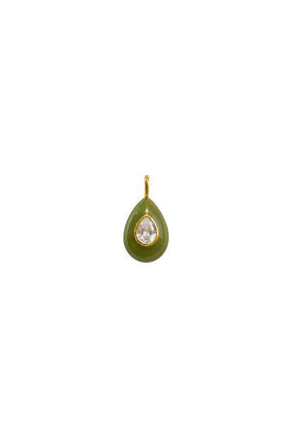 Sage Enamel Teardrop Bezel Charm
