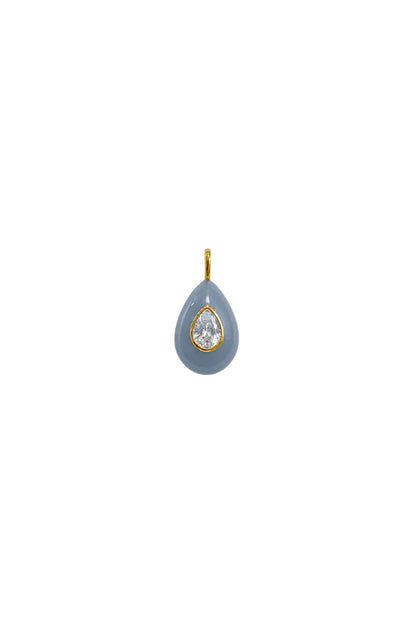 Parisian Blue Enamel Teardrop Bezel Charm
