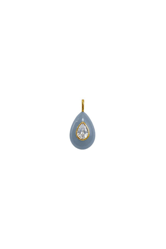 Parisian Blue Enamel Teardrop Bezel Charm