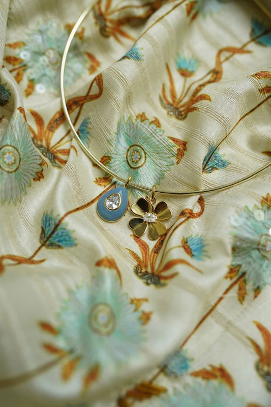 Parisian Blue Enamel Teardrop Bezel Charm