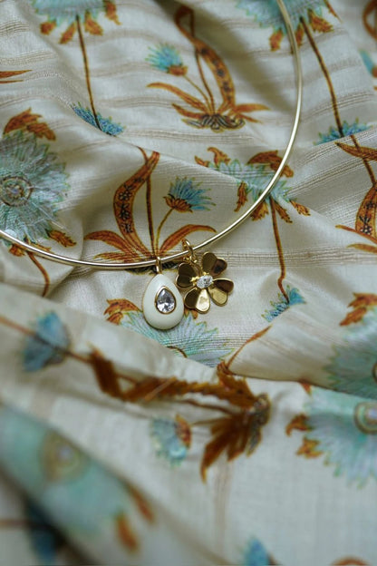 Ivory Enamel Teardrop Bezel Charm