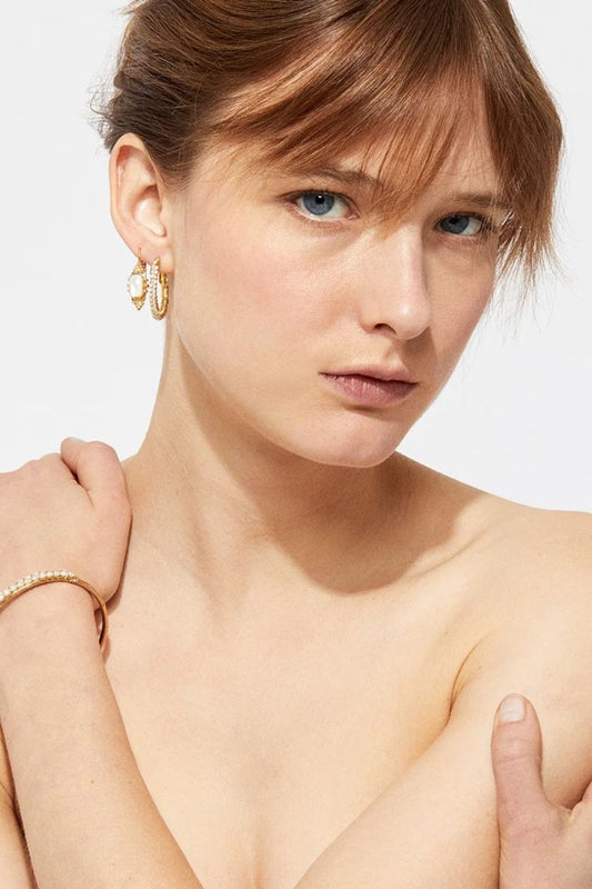 Lyre Earrings in White Mother of Pearl