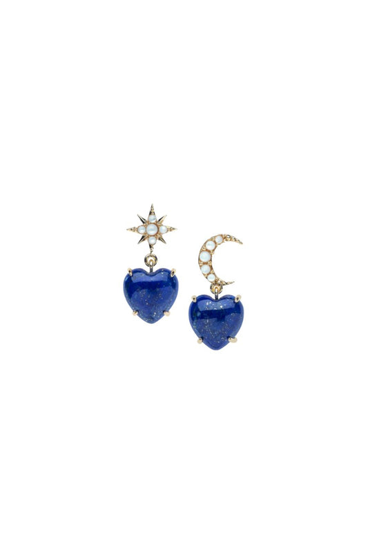 LOVE You To the Moon and Stars Earrings in Lapis