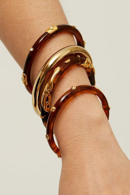 Cobra Acetate Bangle Bracelet in Tortoise