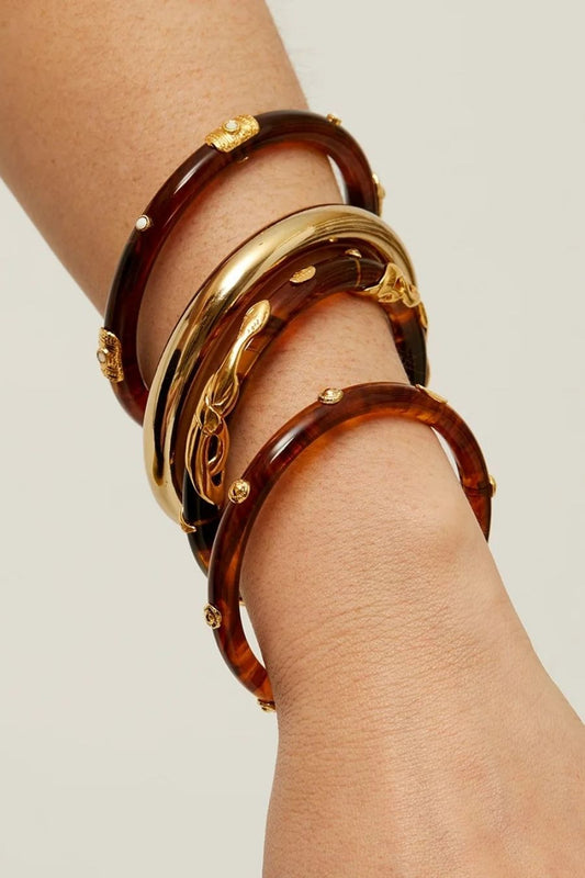Cobra Acetate Bangle Bracelet in Tortoise