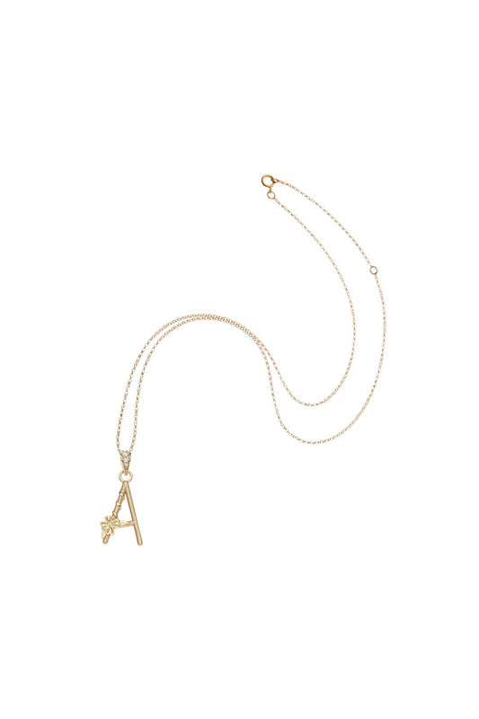 JW Letter Necklace with Dogwood Flower (A-W)