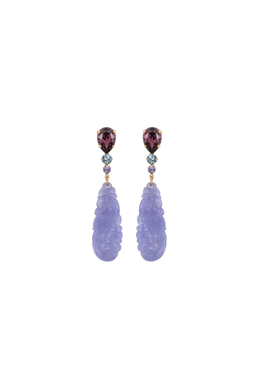 Corinna Earrings in Lilac/Jade