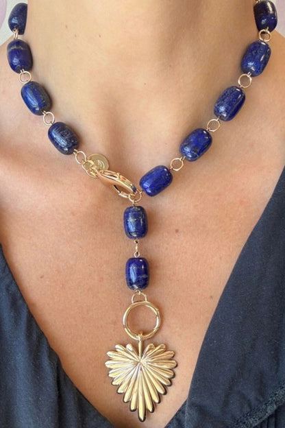 Chunky Lapis Lariat Necklace